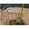 Image 3 : Vintage Brass Rolling Cart w/ Glass Table Top (23"x14"x27")