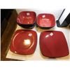 Image 2 : 408.  CORELE HEARTHSTONE STONEWARE, 3 BOWLS, 2 PLATES, RED/BLACK