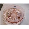 Image 1 : 415.  ROUND, FOOTED, PINK, DEPRESSION GLASS CANDY BOWL, STAR DESIGN