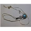 Image 2 : 431.  VINTAGE BLUE PEARL, PENDANT, NECKLACE AND EARINGS, ALL STERLING