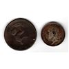 Image 2 : 469.  1799 BRITISH PENNY AND 1914 BELGIUM SILVER ONE FRANC