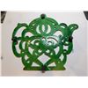 Image 2 : 544.  CAST GREEN METAL TEAPOT SHAPED TRIVET