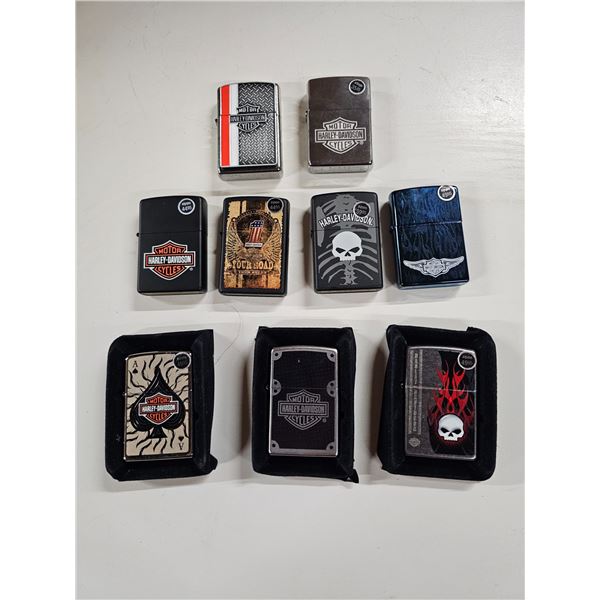 Lot of Harley Davidson Zippo Lighters 9pc