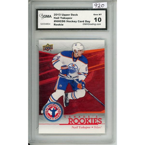 U.D. 2013 Nail Yakupov Oilers "Rookie" Graded 10.