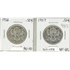 Image 1 : Canada 1956 and 1957 Half Dollars .800 Silver AU-50 & VF-20.