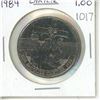 Image 1 : Canada 1984 Jacques Cartier Nickel Dollar Low Mintage.