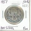 Image 1 : Canada 1957  Half Dollar Fine .800 Silver.