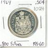 Image 1 : Canada 1964 Half Dollar MS -60 .800 Silver.