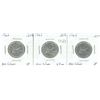 Image 1 : Canada 1962, 63, 64,  Quarters V.F. .800 Silver.