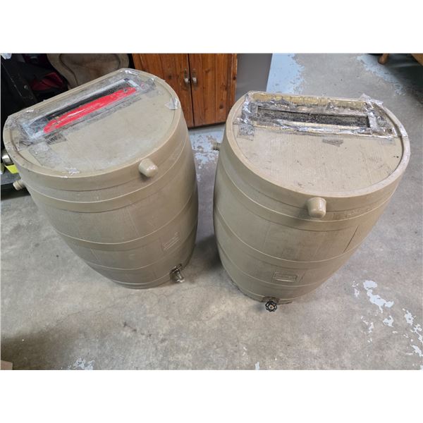 2 water barrels- 34"H