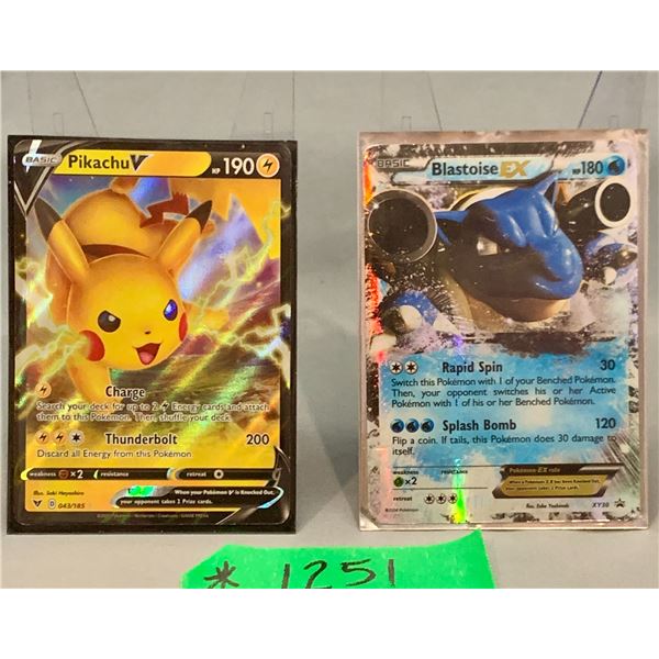 Pokemon Pikachu V 043/185 & Blastoise EX XY40 black star cards (cannot verify authenticity)