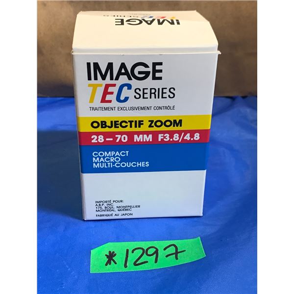 Image TEC series 28-70mm 35mm camera lens in original box - mint - vintage - tested & working