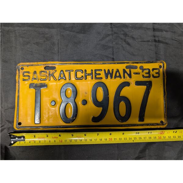 1933 Sask. Plate T.8.967