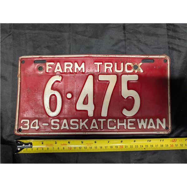 1934 Sask. Plate 6.475 Farm Truck.