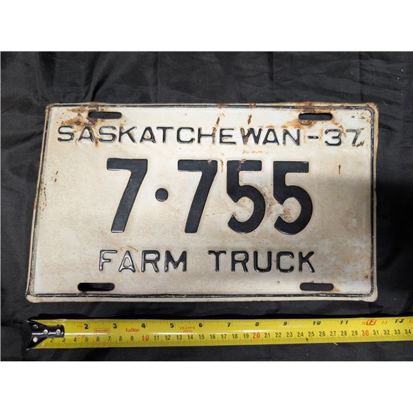 1937 Sask. Plate 7.755 Farm Truck.