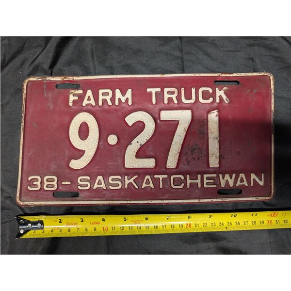 1938 Sask. Plate 9.271 Farm Truck.