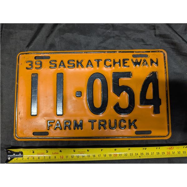 1939 Sask. Plate 11.054 Farm Truck.