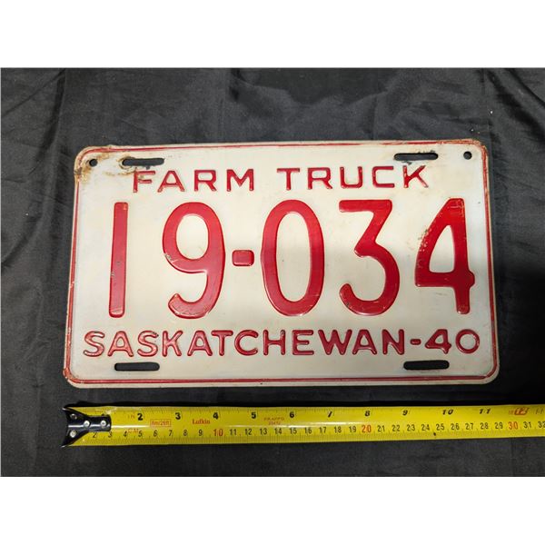 1940 Sask. Plate 11.034 Farm Truck.