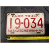 Image 1 : 1940 Sask. Plate 11.034 Farm Truck.