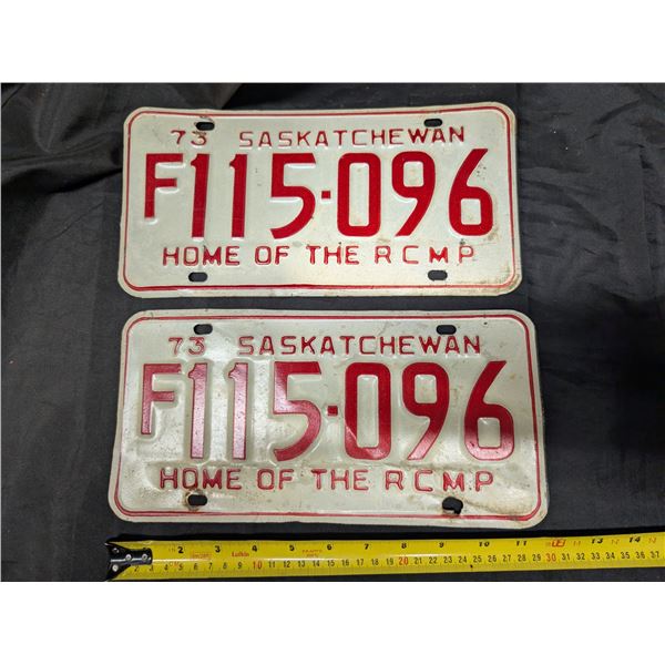 1973 Sask. Plate F115-096 (Pair).