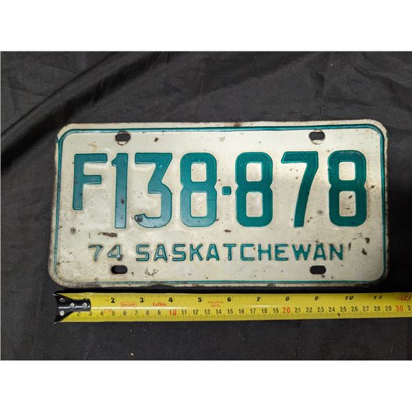 1974 Sask. Plate F138-878.