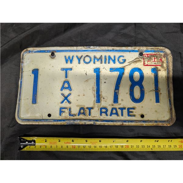 Wyoming Plate 1 Tax 1781.