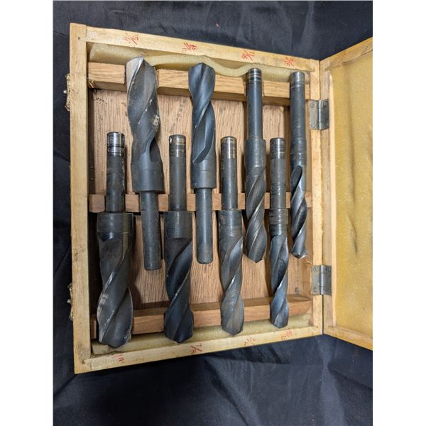 Set of Steel Bits (8) 9/16"- 1" in a wooden box.