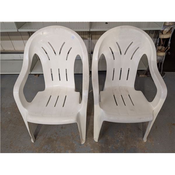 2 White Large Lawnchairs.