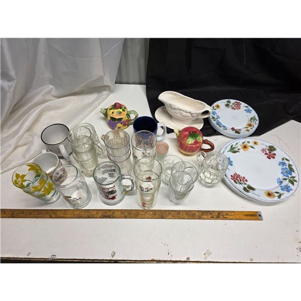 Lot of plates and misc glassware