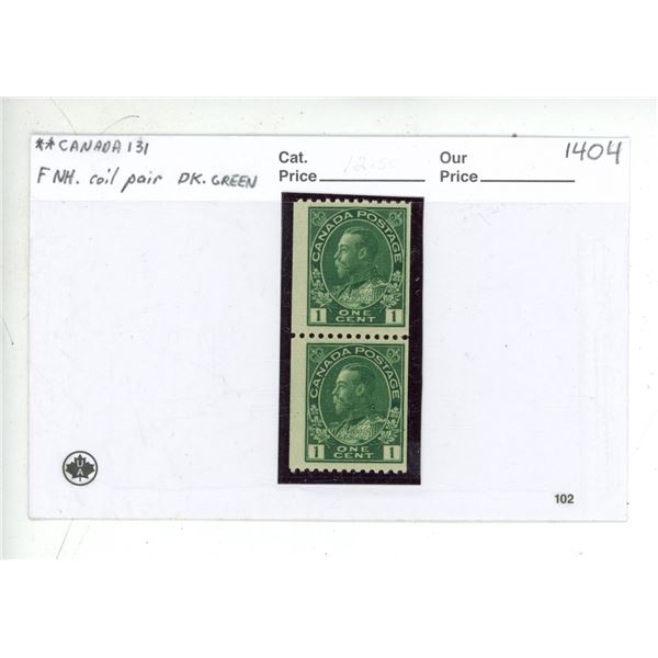 Canada 131 Admiral Coilpair VF NH.