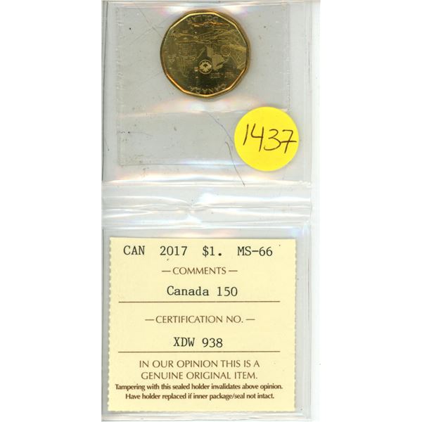 2017 Canadian "Canada 150" One Dollar Coin MS-66