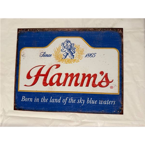 Hamm's "Born in the land of the sky blue waters" vintage-style metal sign
