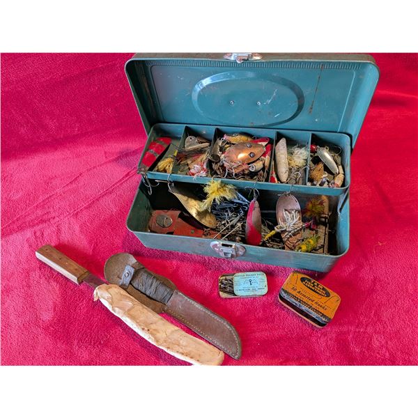 VINTAGE green metal Union Steel Chest tackle box