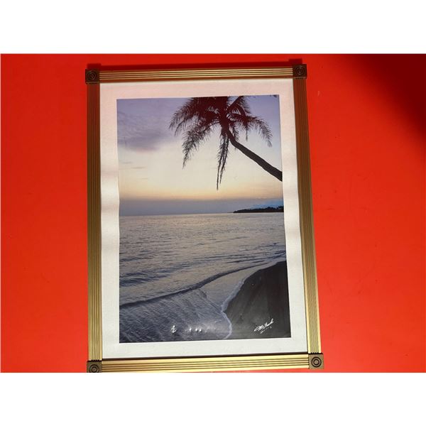 Metal framed photograph of a Maui sunset