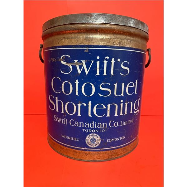 VINTAGE Swift's Cotosuet Shortening tin bucket 1890-1920