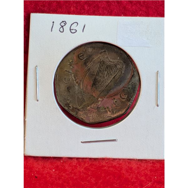 IRISH 50P COIN MARKED 1861