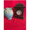 Image 1 : VINTAGE ELECTRIC WOODEN CLOCK & FLOWER VASE