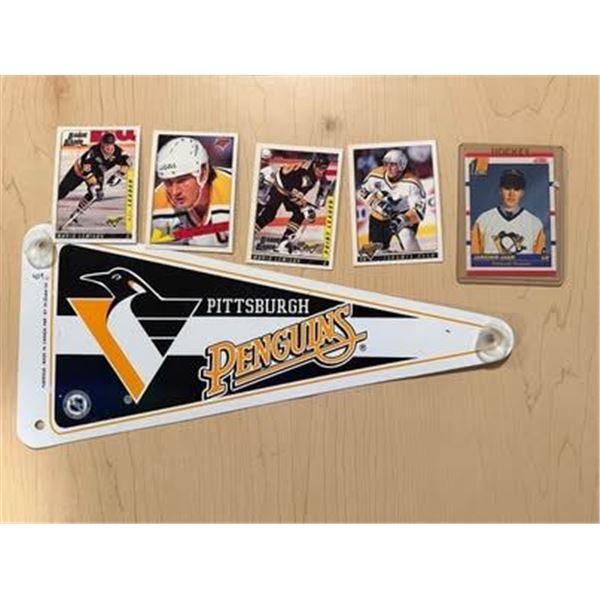 Pittsburgh Penguins car pennant and notable players cards