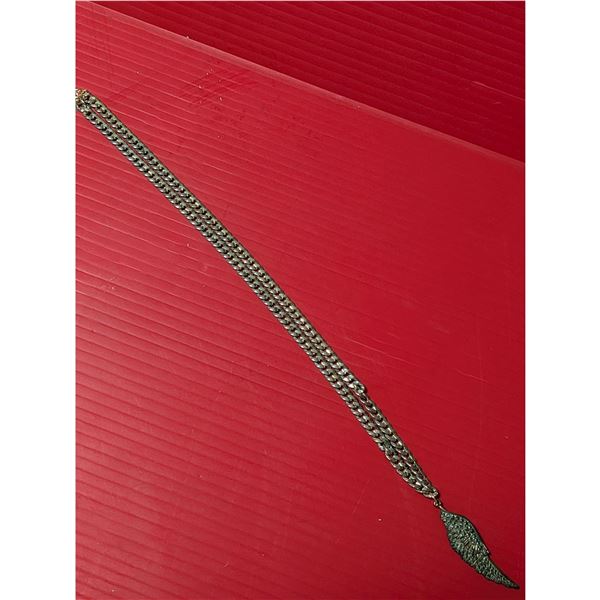 Silver - tone angel wing pendant necklace.