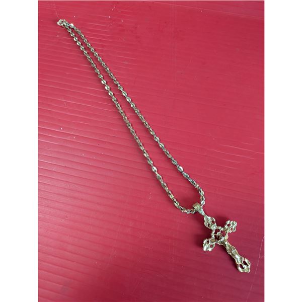 Gold plated cross and gold chain