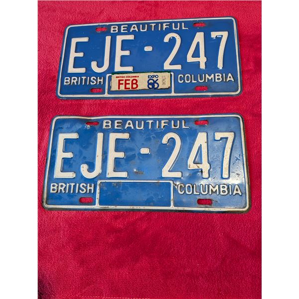 EXPO 1986 BC LICENSE PLATES