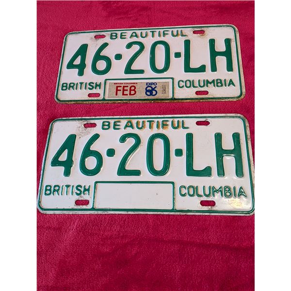 EXPO 1986 BC LICENSE PLATES