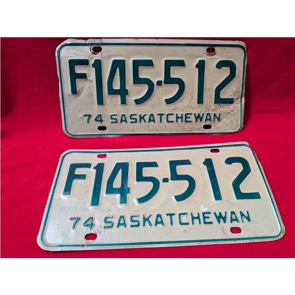 1974 SASKATCHEWAN FARM LICENSE PLATES