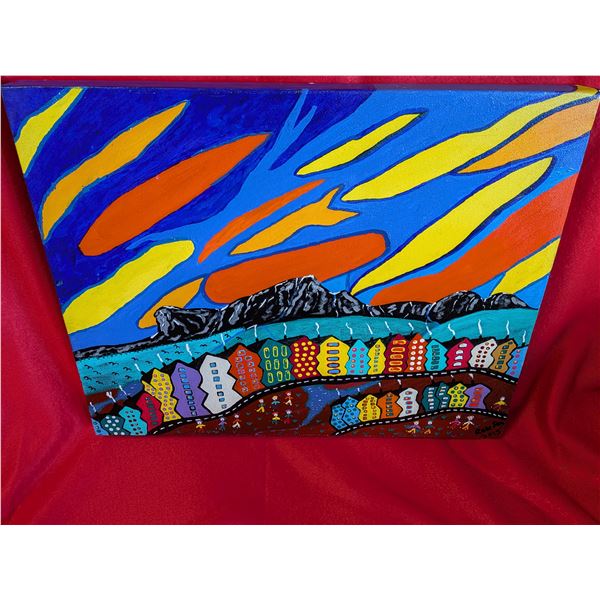 FOLK ART by Ron Smallwood titled " ROW HOMES"