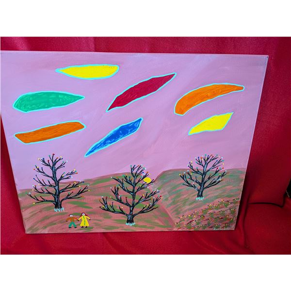 FOLK ART by Ron Smallwood titled " DOTTED TREES"