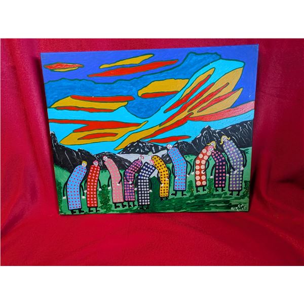 FOLK ART by Ron Smallwood titled LEAN ON ME