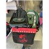 Image 2 : BOX OF BAGS, TENT, BLANET, AND COLLAPSIBLE SHOPPING CART