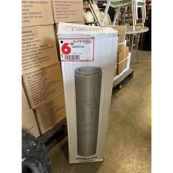 NEW SUPERPRO A-VENT STAINLESS CHIMNEY PIPE, 6 INCH X 36 INCH