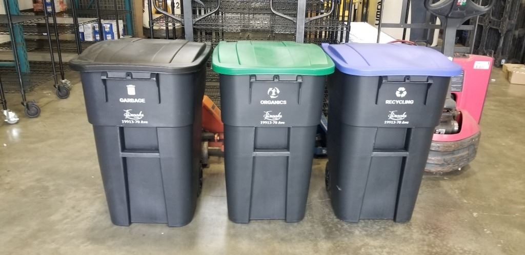 3 BRAND NEW STACKING WITH LID GARBAGE BINS - GARBAGE, COMPOST AND ...