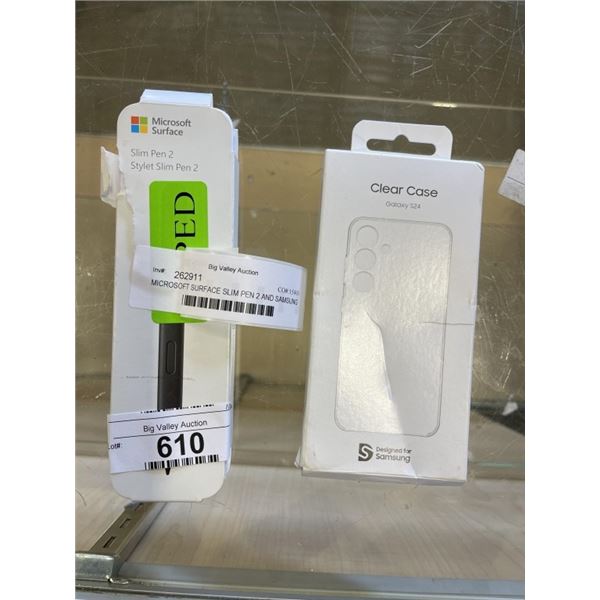 MICROSOFT SURFACE SLIM PEN 2 AND SAMSUNG PHONE CASE - TESTED WORKING, TOTAL RETAIL $199